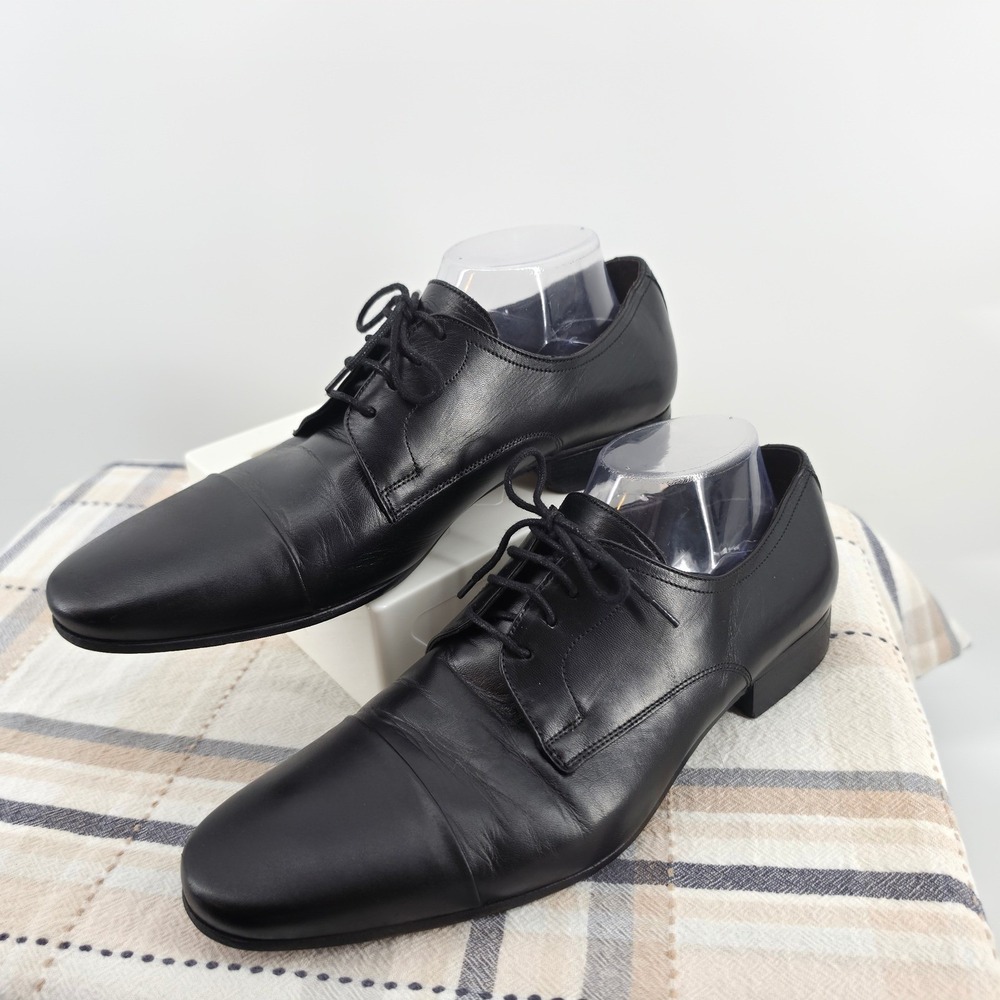 Bruno Magli Martico 11 Mens Black Leather Cap Toe Oxford Dress Shoes Size 9 M
